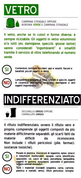 vetro e indiffrenziato